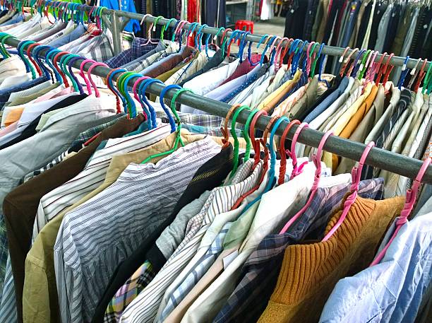 istock The Secondhand clothes in the market 599923494