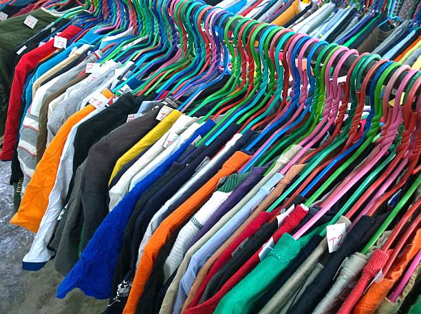istock The Secondhand clothes in the market 599923784