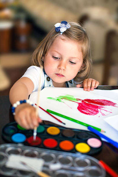 istock Little Girl Painting 599954308