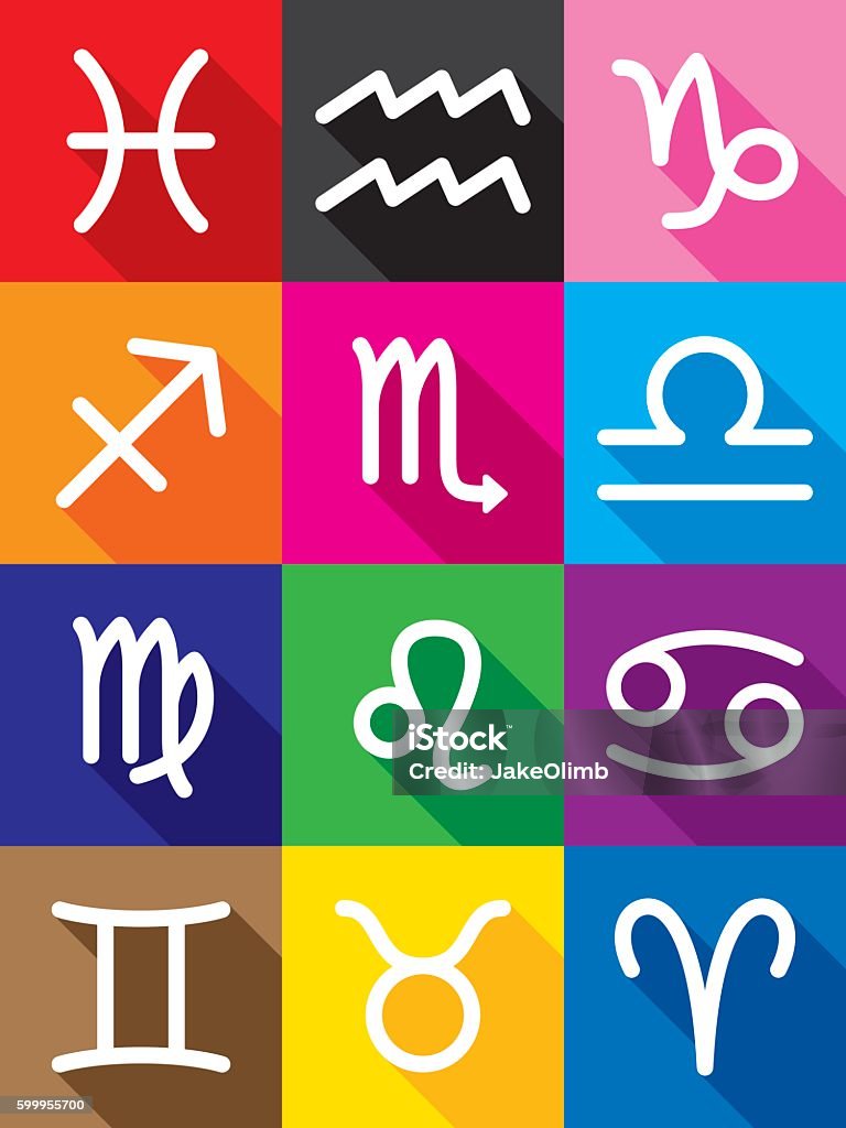 Horoscope Icon Set Vector illustration of horoscope icons in flat style. Astrology Sign stock vector
