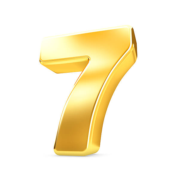 istock 3d gold number 7 seven isolated white background. 599956022