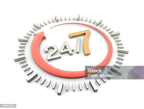 24 7 Sign Stock Photo - Download Image Now - 24 Hrs, 24-7, Arrow Symbol