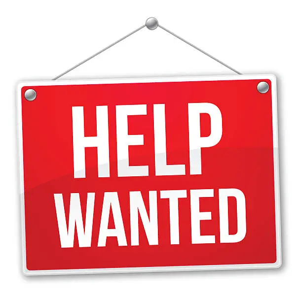 Vector illustration of Help Wanted Sign