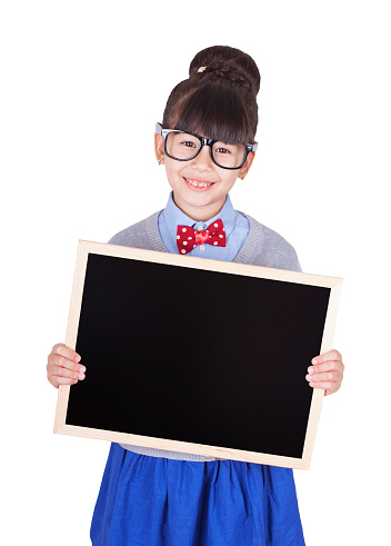 girl, student, blackboard, show, white background