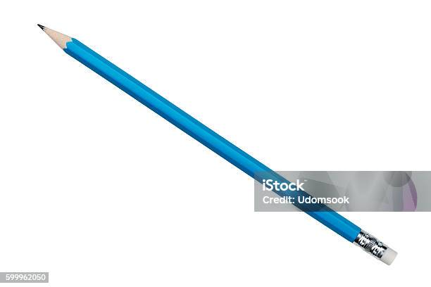 Pencil Isolated On White Background Stock Photo - Download Image Now - Pencil, Blue, Cut Out
