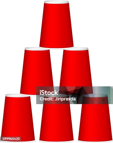 istock Pyramid of cups in red design 599965420