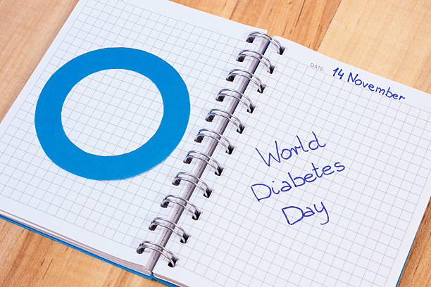 istock World diabetes day written in notebook and blue circle 599968668