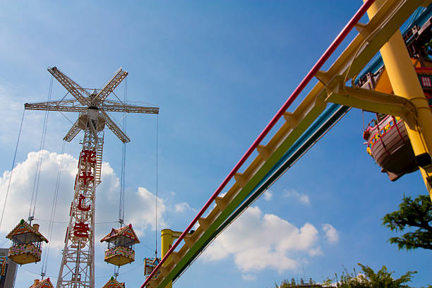 東京の有名な古い遊園地花屋敷 - ferris wheel wheel blurred motion amusement park ストックフォトと画像