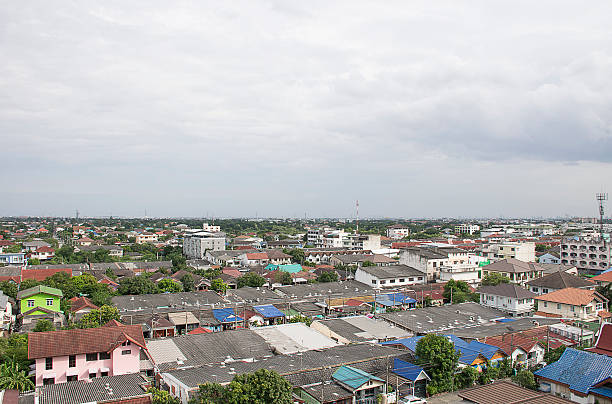 istock suburb in Thailand from top view. 599971708