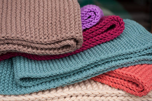 istock Colorful knitted scarves 599974150