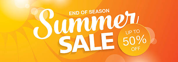 Summer Sale banner Vector illustration the end stock illustrations