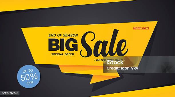 Big Sale Template Banner Stock Illustration - Download Image Now - Sale, Large, Backgrounds