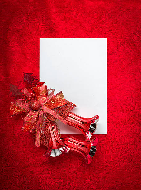 istock Christmas card blank white paper on red 599977084