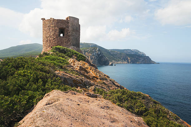 torre del porticciolo, sardinia, italy - nuragic foto e immagini stock