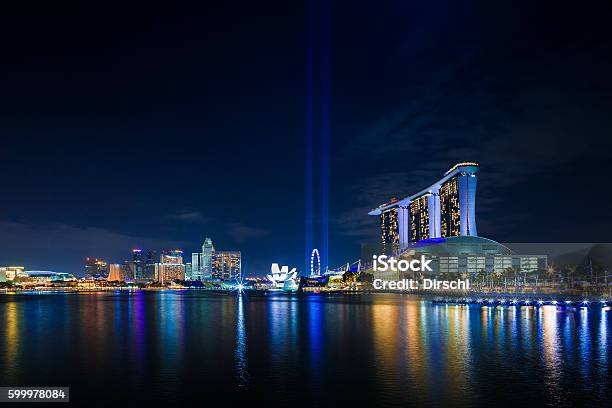 Singapore Marina Bay Stock Photo - Download Image Now - Singapore City, Singapore, Night
