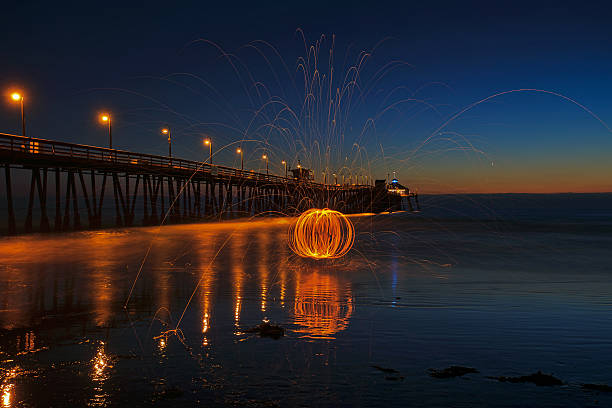 istock Steel Wool Spinning at the Imperial Beach Pier 599978686