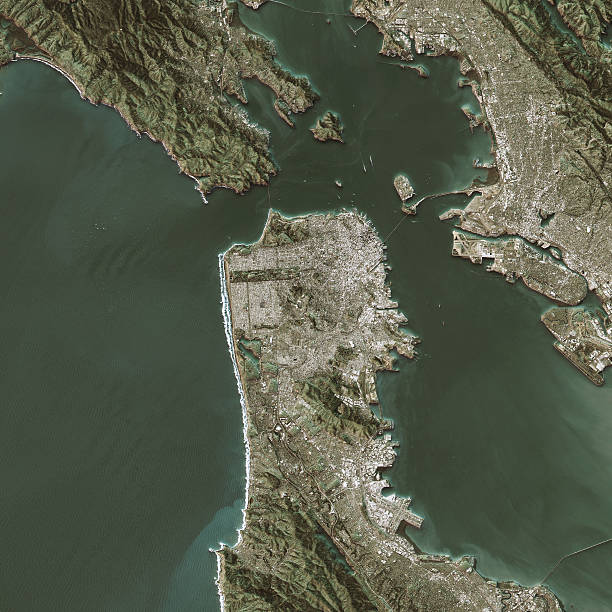 istock San Francisco Topographic Map Natural Color Top View 599979556