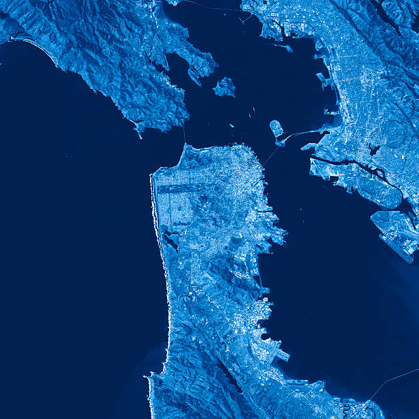 istock San Francisco Topographic Map Blue Color Top View 599979684
