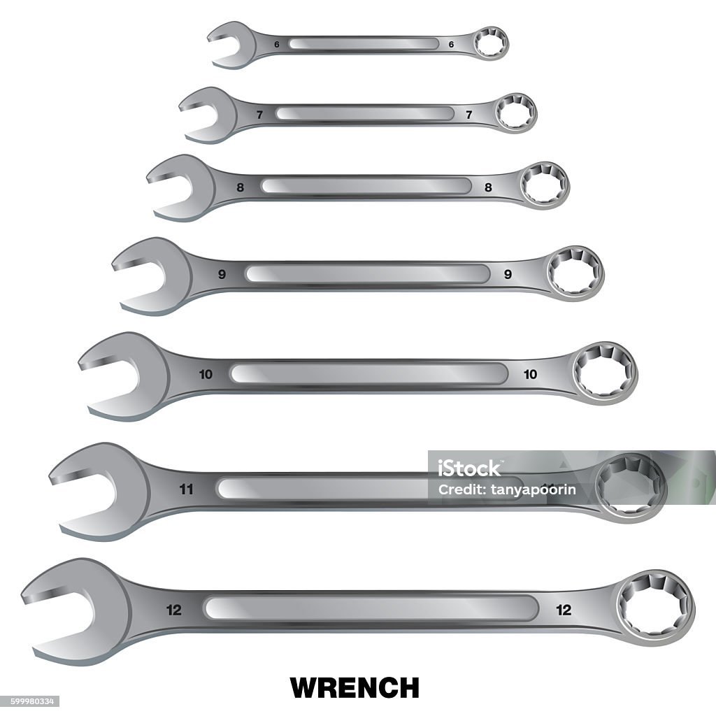 Tools Y Rench Wrench Tool Wrench Isolated On White Background Stock Illustration ...