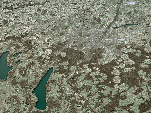 istock Munich Topographic Map 3D Landscape View Natural Color 599981176