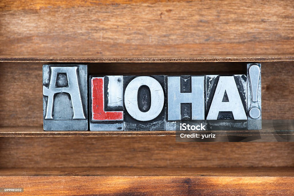 bandeja de exclamación aloha - Foto de stock de Aloha - Palabra hawaiana libre de derechos