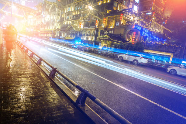 istock STREET NIGHT WITH BLUR LIGHT 599982692