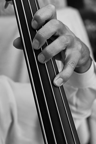 istock Musician's fingers on the strings bass 599984518
