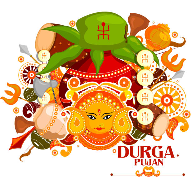 istock Happy Durga Puja India festival holiday background 599984570