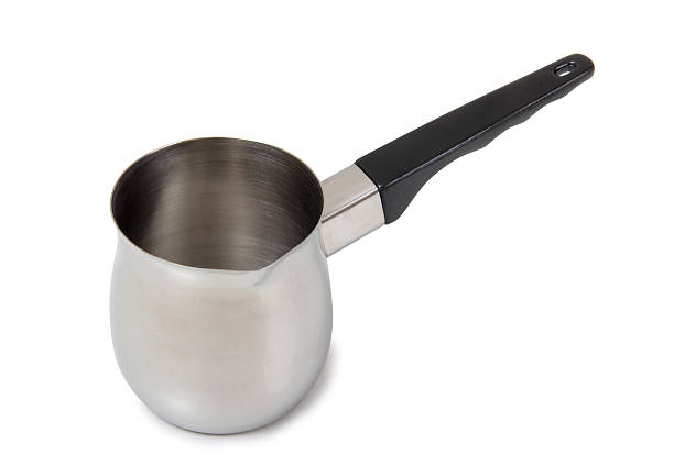 istock Metal coffee pots on white 599985662