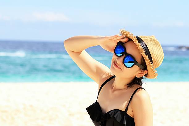 istock Woman with sunglasses in bikini. 599991148