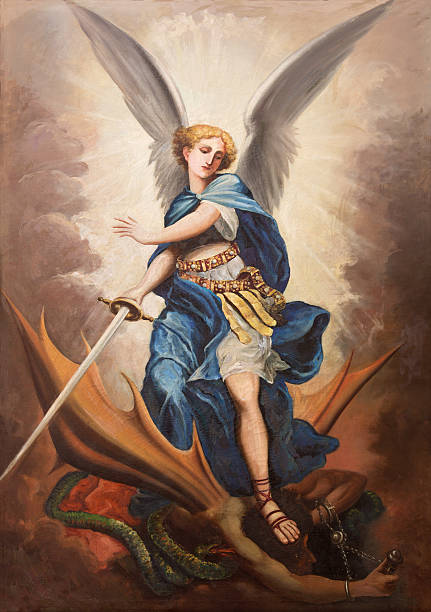 tel aviv - the paint of archangel michael - aartsengel stockfoto's en -beelden