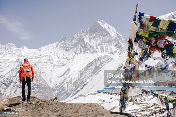 At The Top Of The World Stock Photo - Download Image Now - Annapurna Range, Base Camp, Nepal
