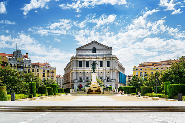 Beautiful view on the Royal Theatre (Teatro Real) stock photo