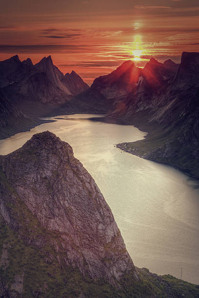 istock Sunset in Norway in Lofoten: Midnight sun 599998012
