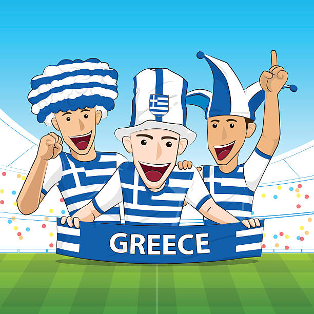 ilustrações de stock, clip art, desenhos animados e ícones de greece sport fan vector - cheering men shouting silhouette