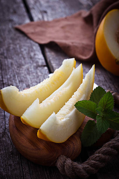 istock Fresh sweet sliced melon with mint 599999808