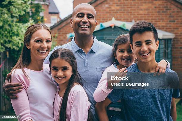 Happy Family Outdoors Stock Photo - Download Image Now - Family, Multiracial Group, Five People