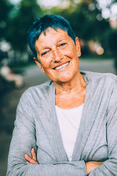 istock Happy senior woman 600056940