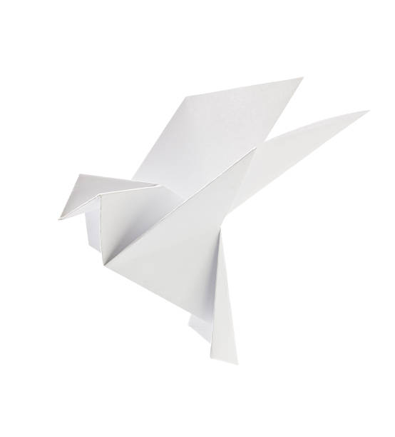 paloma blanca de origami - origami fotografías e imágenes de stock
