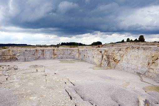 view into a limestone quarry mine.