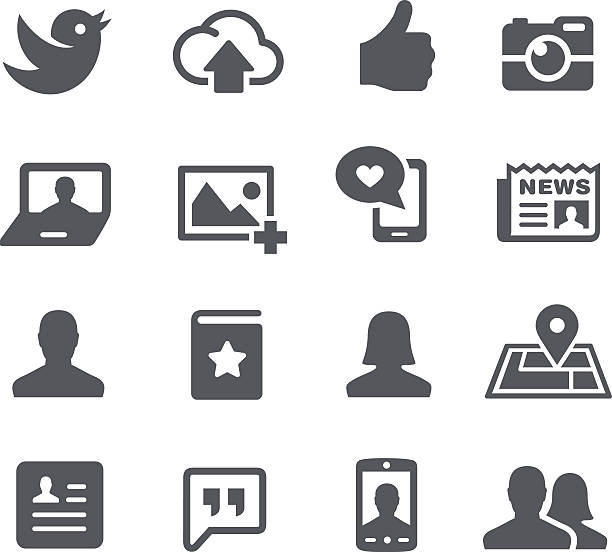 społecznego ikony - photographing information medium interface icons symbol stock illustrations