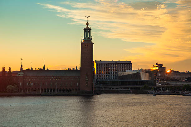istock Stockholm city hall at sunset (Sweden) 600064164