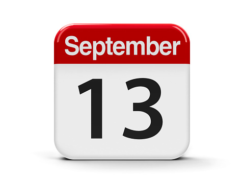 Calendar web button - The Thirteenth of September, three-dimensional rendering, 3D illustration