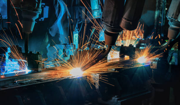 istock Robot team welding in automotive industry 600068100