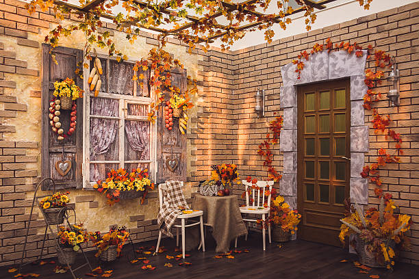 istock Patio. Autumn season 600073210