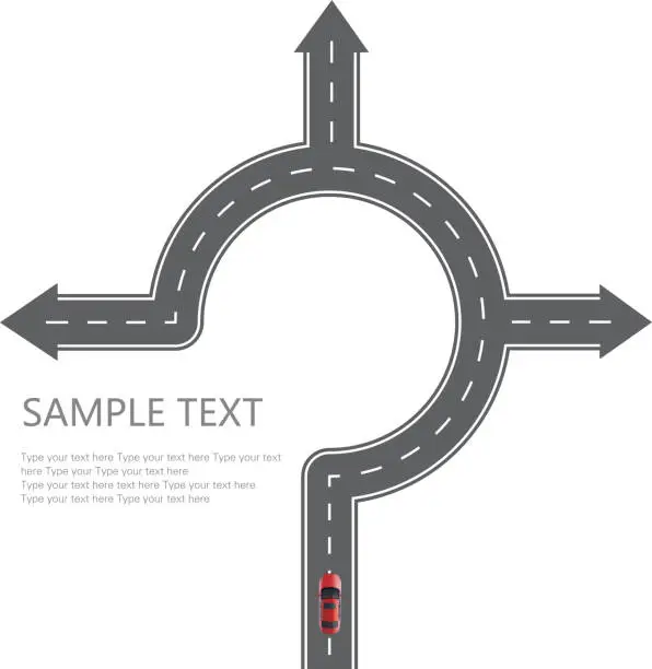 Vector illustration of Three ways road