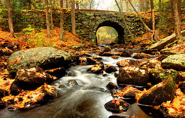 istock Keystone Bridge is a stone-arched bridge in the Quabbin Region 600083312