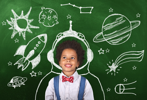 child, blackboard, classroom, astronomy, school