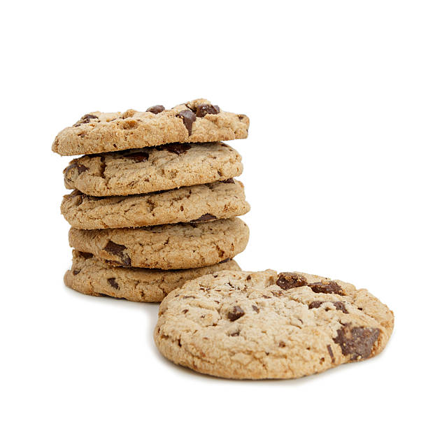 istock Chocolate chip cookies isolated on white background 600084256