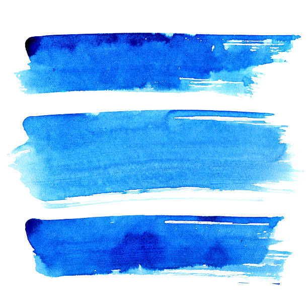 istock Set of blue brush strokes 600084872